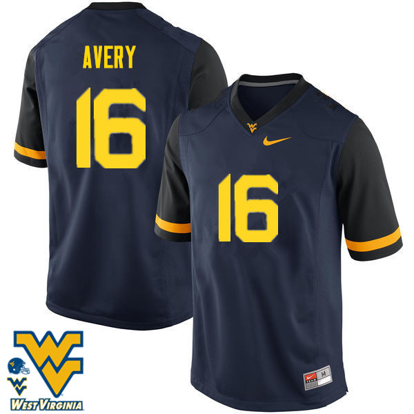 NCAA Men's Toyous Avery West Virginia Mountaineers Navy #16 Nike Stitched Football College Authentic Jersey SJ23W47BJ